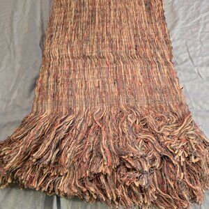 Woven Cotton Decorative Throw Brown, Beige, Mauve 51" x 55" NEW in bag 1990s